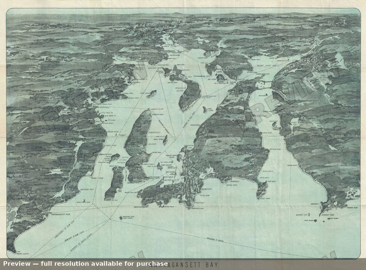 Antique map: Narraganset Bay 2, 1900