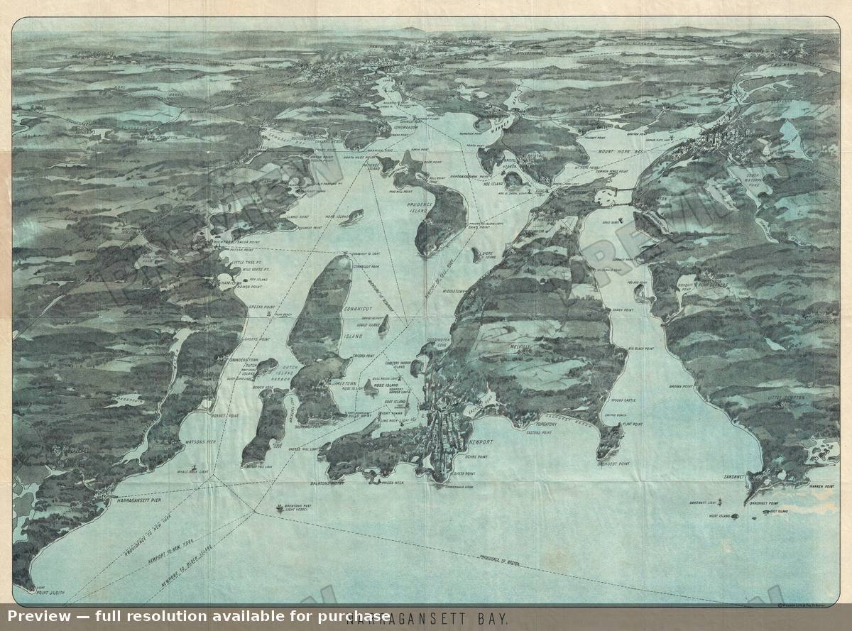 Antique map: Narraganset Bay 3, 1900