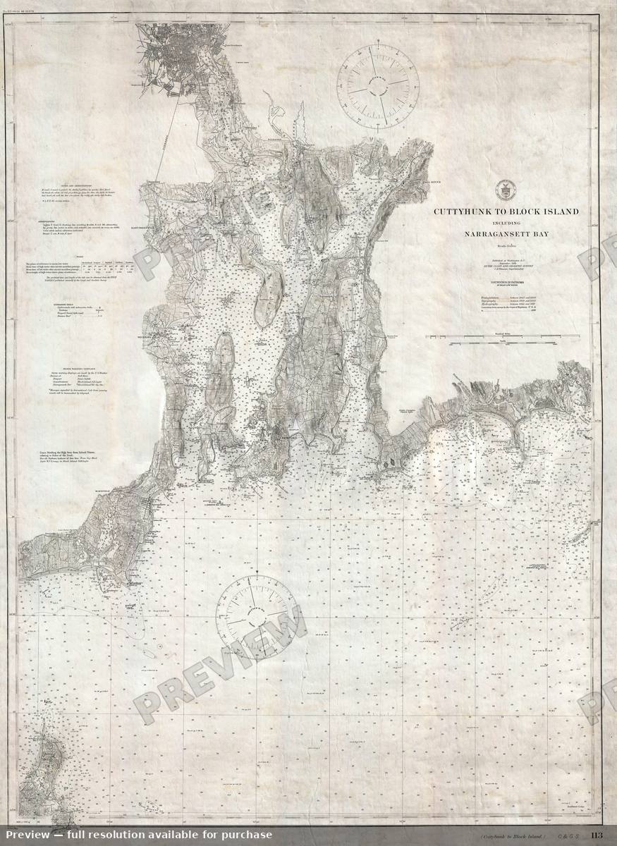 Antique map: Narragansett Bay, 1915, 1915