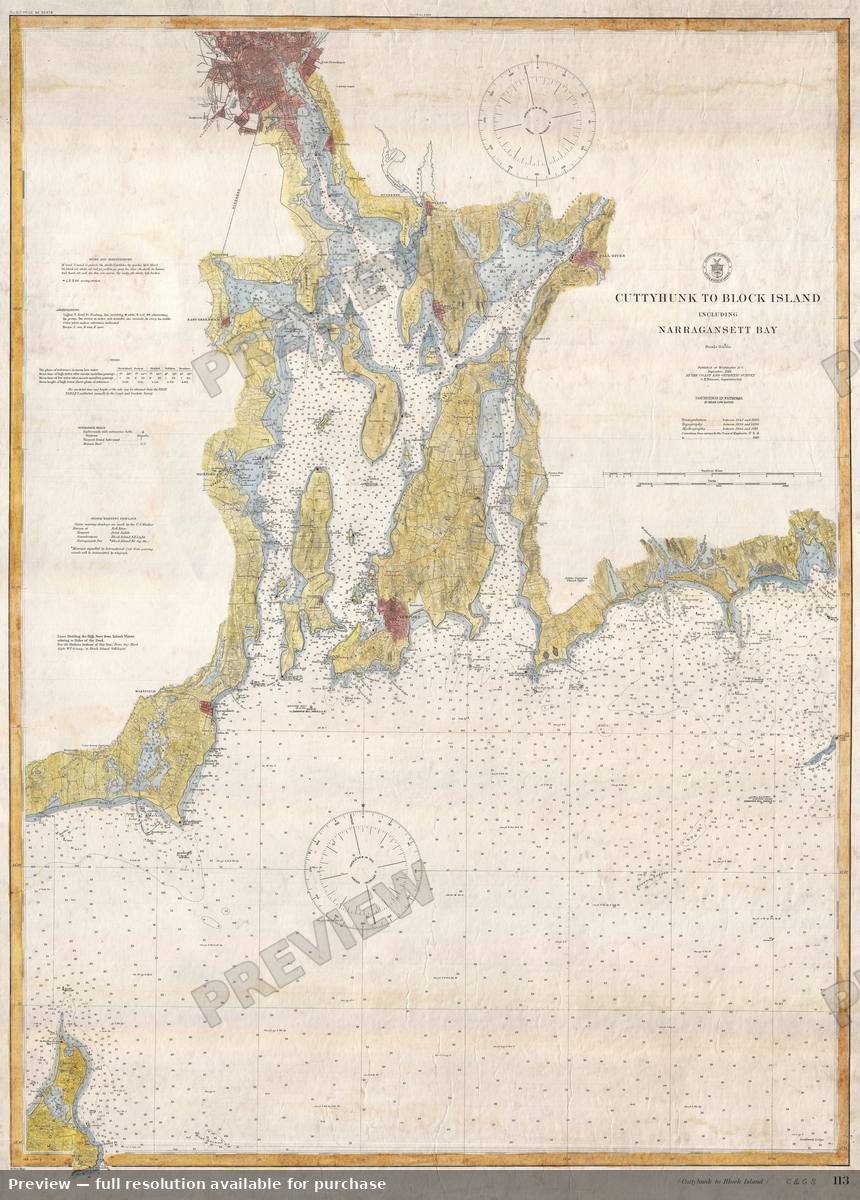 Antique map: Narragansett Bay 2, 1915, 1915