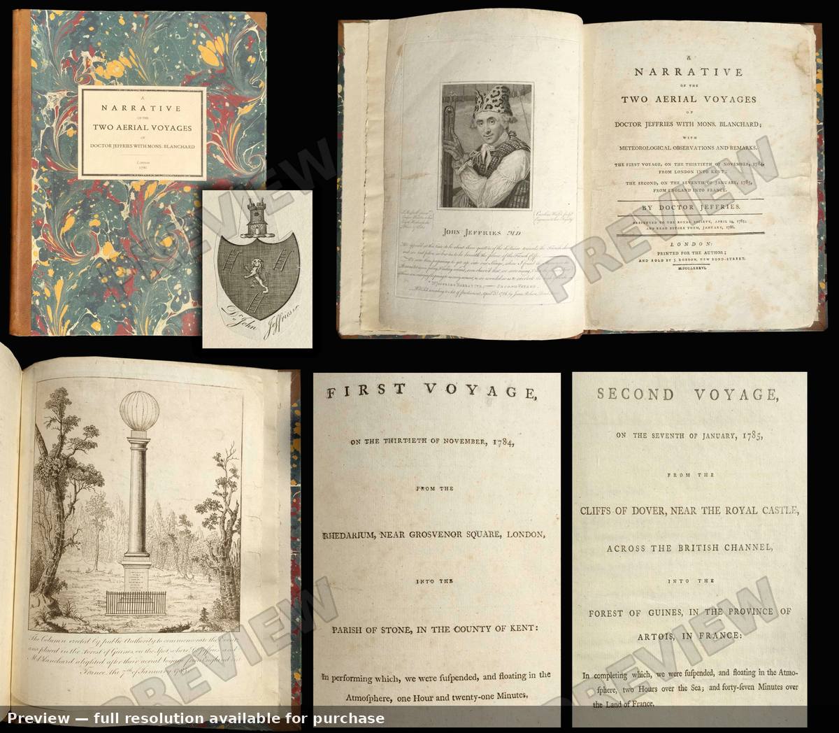 Antique map: Narrative Of The Two Aerial Voyages, 1786, 1786