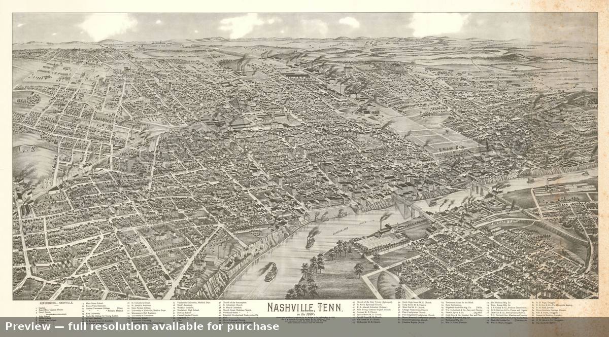 Antique map: Nashville, 1958, 1958