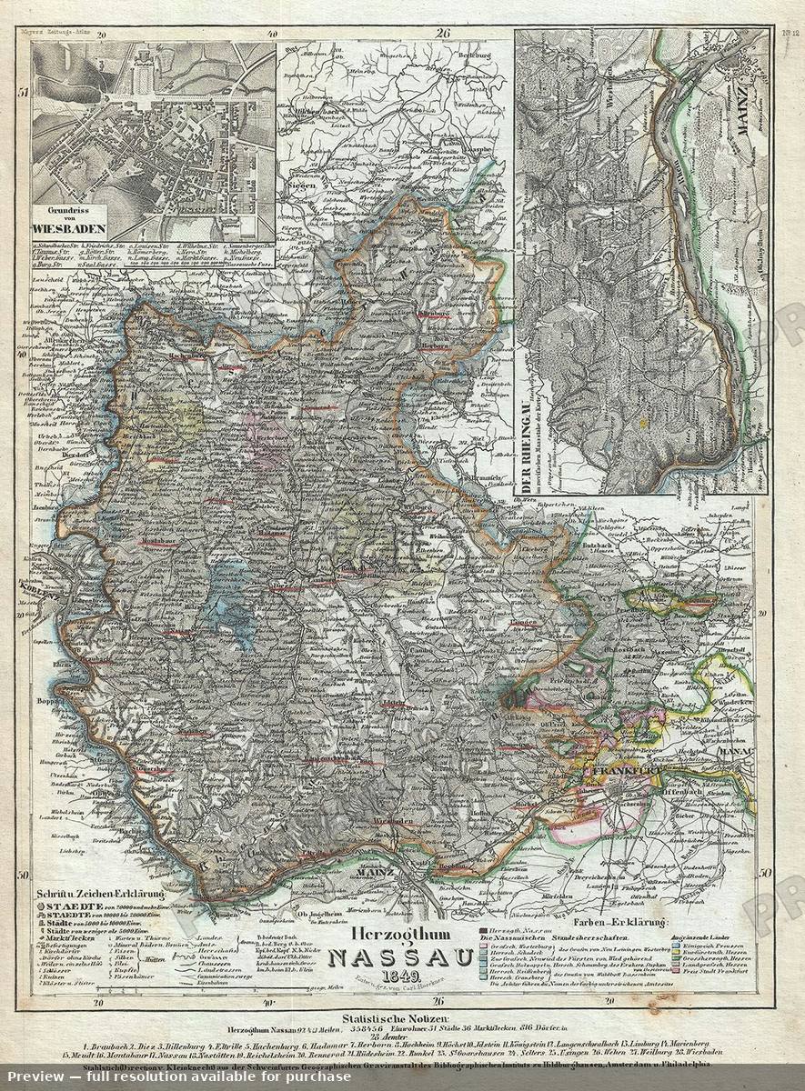Antique map: Nassau, 1849, 1849