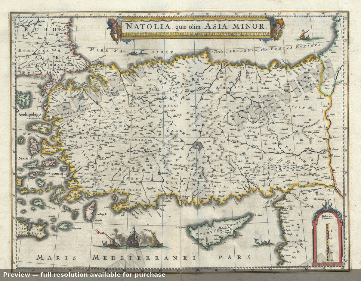 Antique map: Natolia Asia Minor, 1640