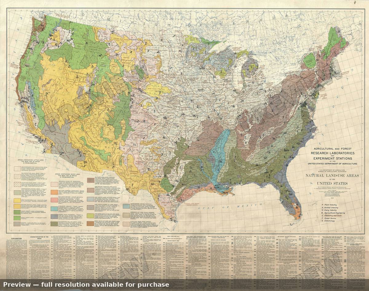 Antique map: Natural Land Use, 1933, 1933