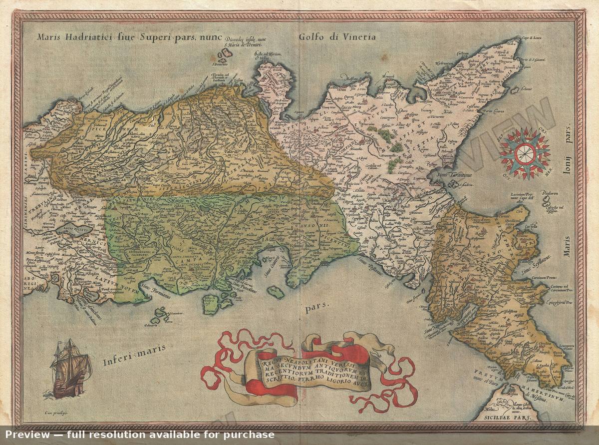 Antique map: Neapolitani Italy, 1580