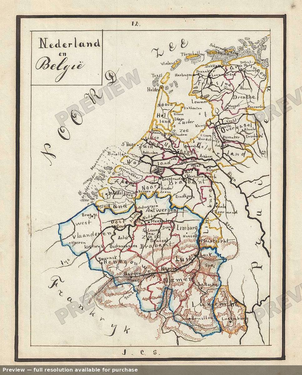 Antique map: Nederland Belgie, 1871