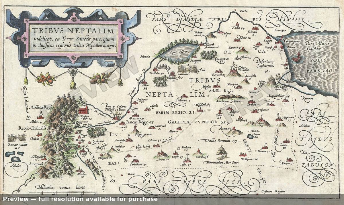 Antique map: Neptalim Israel, 1590