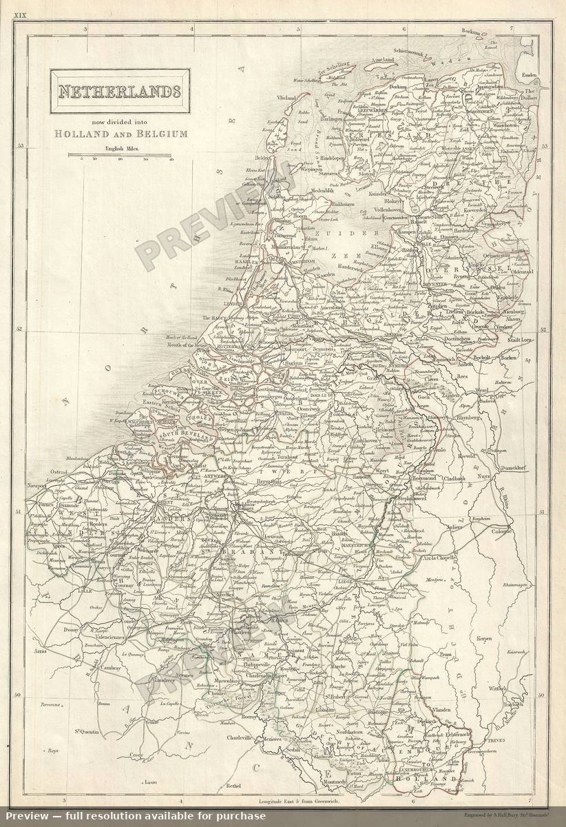 Antique map: Netherlands, 1844, 1844