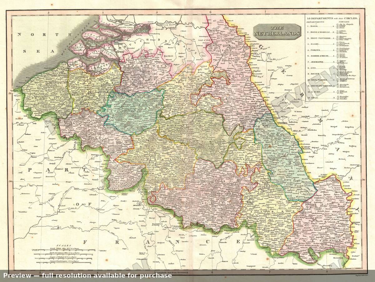 Antique map: Netherlands, 1814