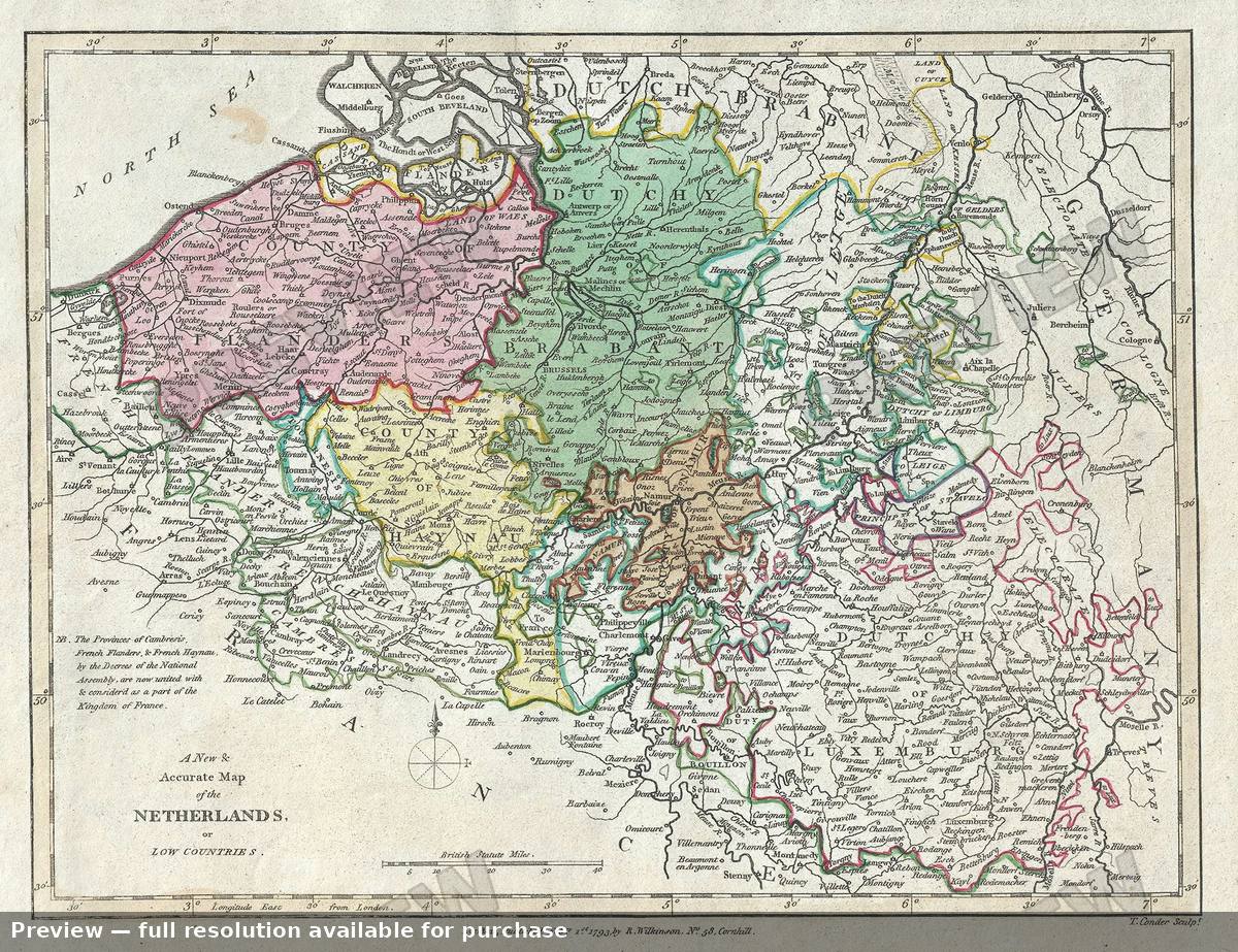 Antique map: Netherlands, 1792