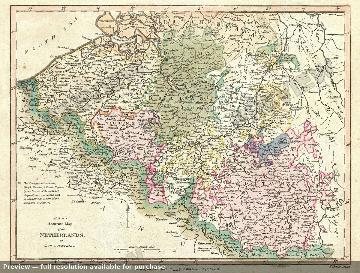 Antique map: Netherlands, 1794