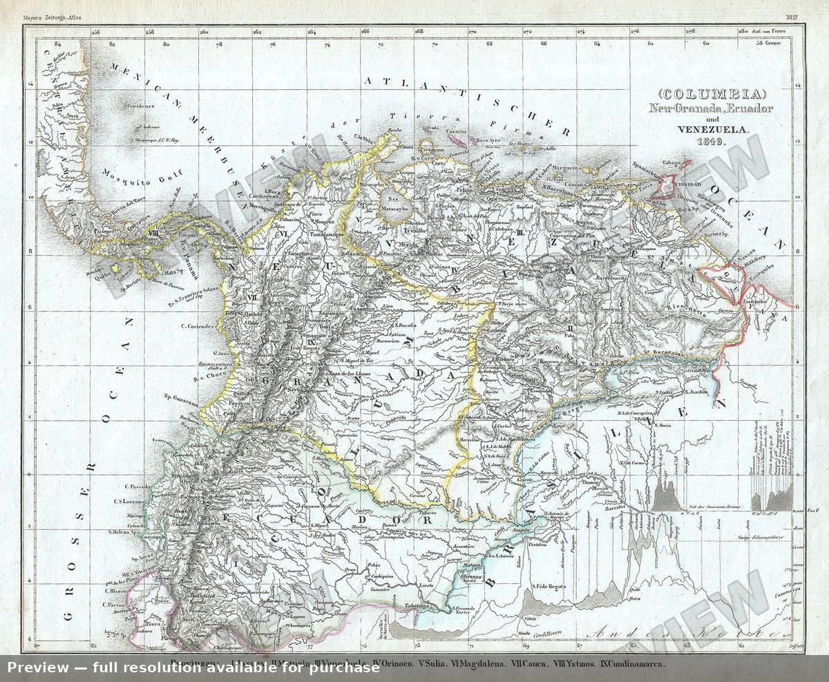 Antique map: Neu Granada Ecuador, 1849, 1849
