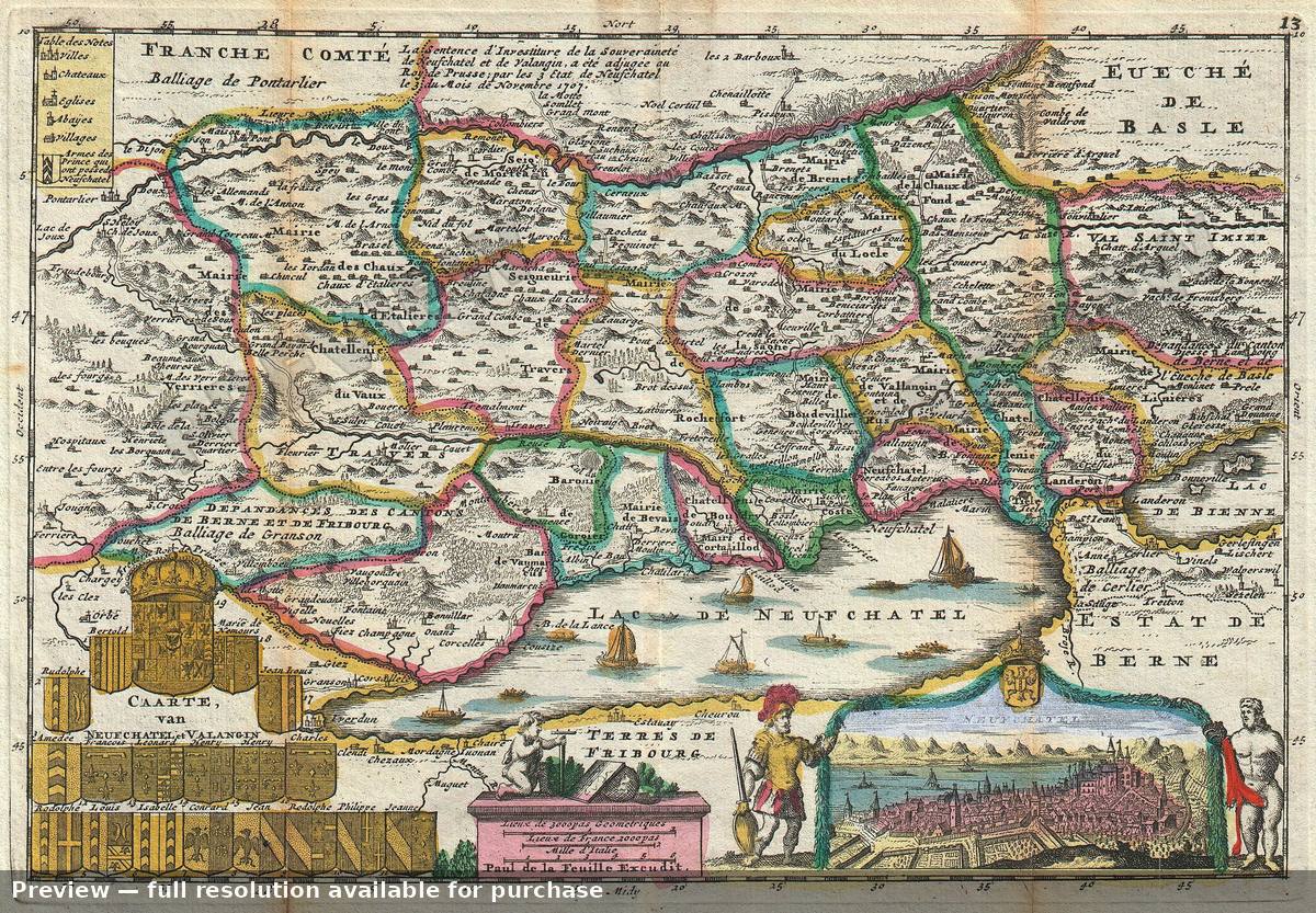 Antique map: Neufchatel, 1747, 1747