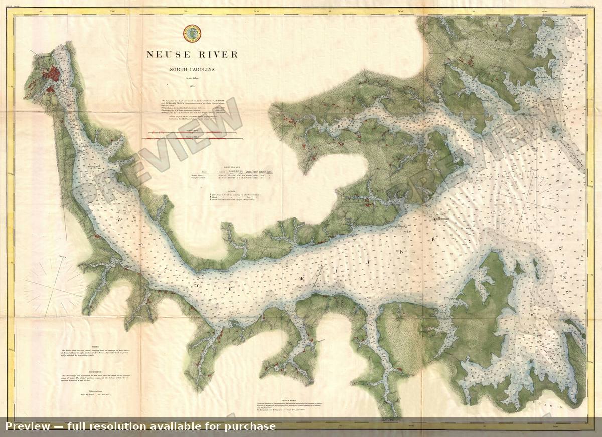 Antique map: Neuse River North Carolina, 1874, 1874