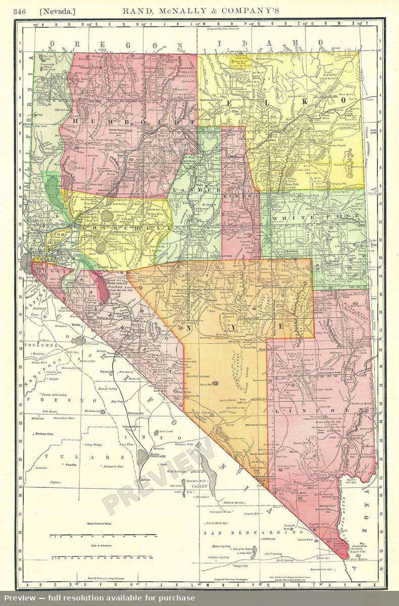 Antique map: Nevada, 1893