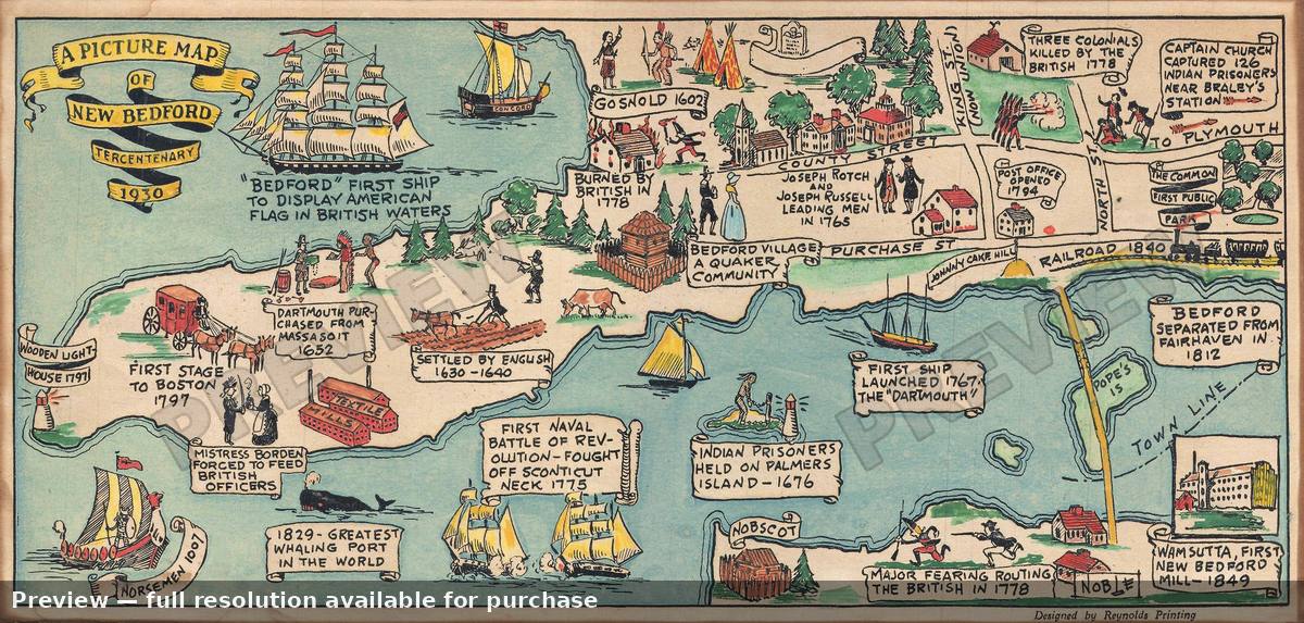 Antique map: New Bedford, 1930