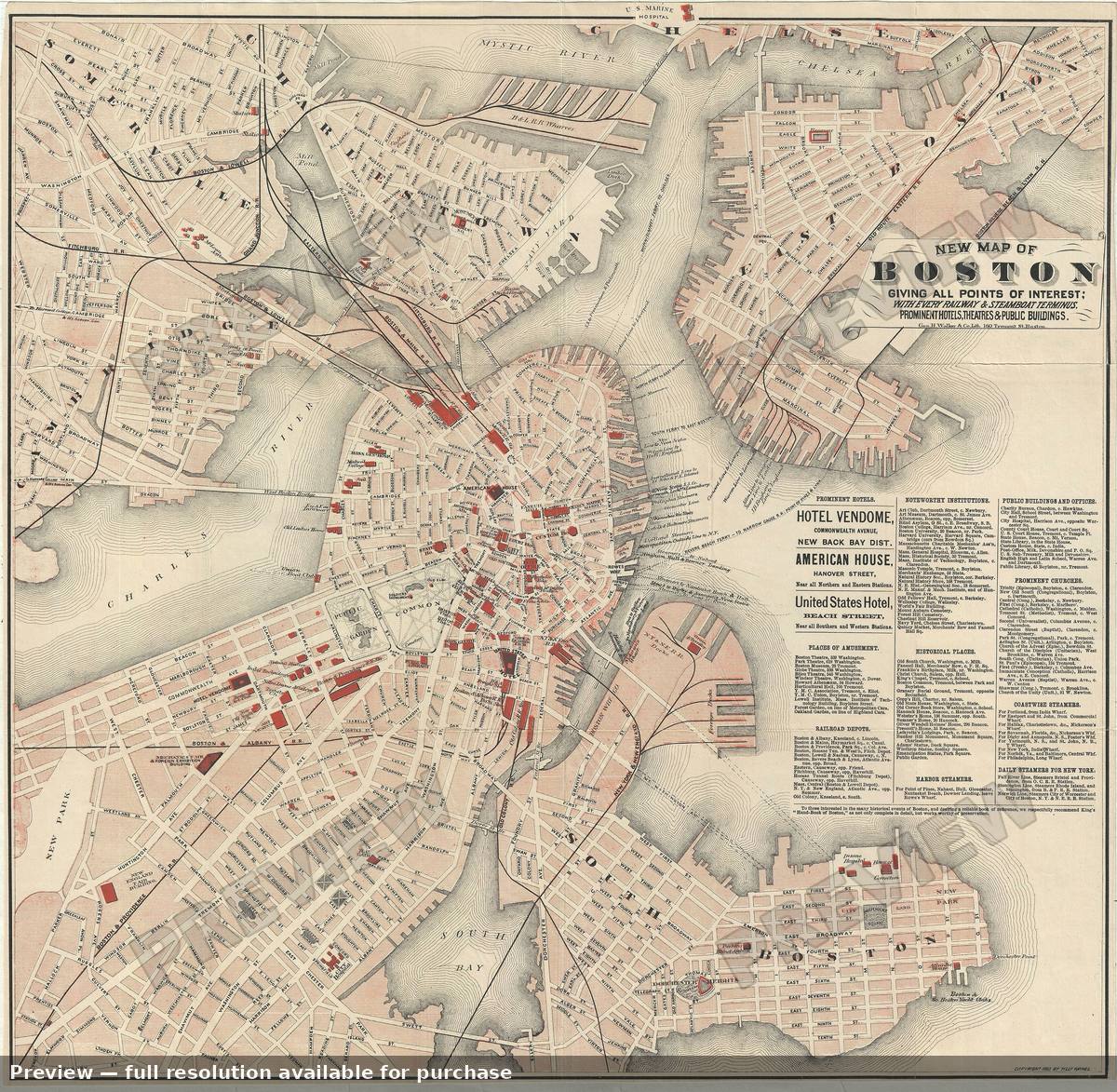 Antique map: New Boston, 1883