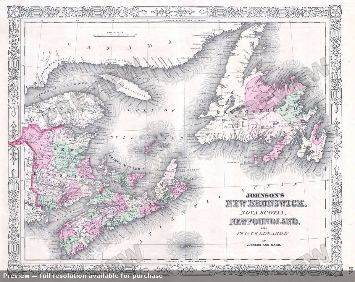 Antique map: New Brunswick, 1864, 1864