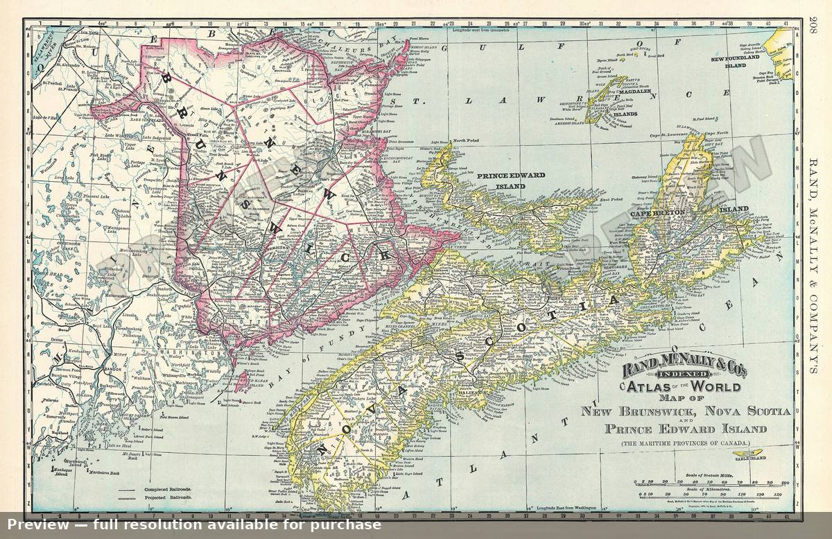Antique map: New Brunswick, 1895, 1895