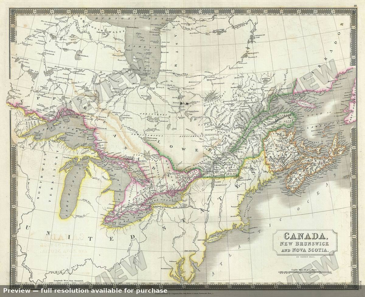 Antique map: New Brunswick Nova Scotia, 1835
