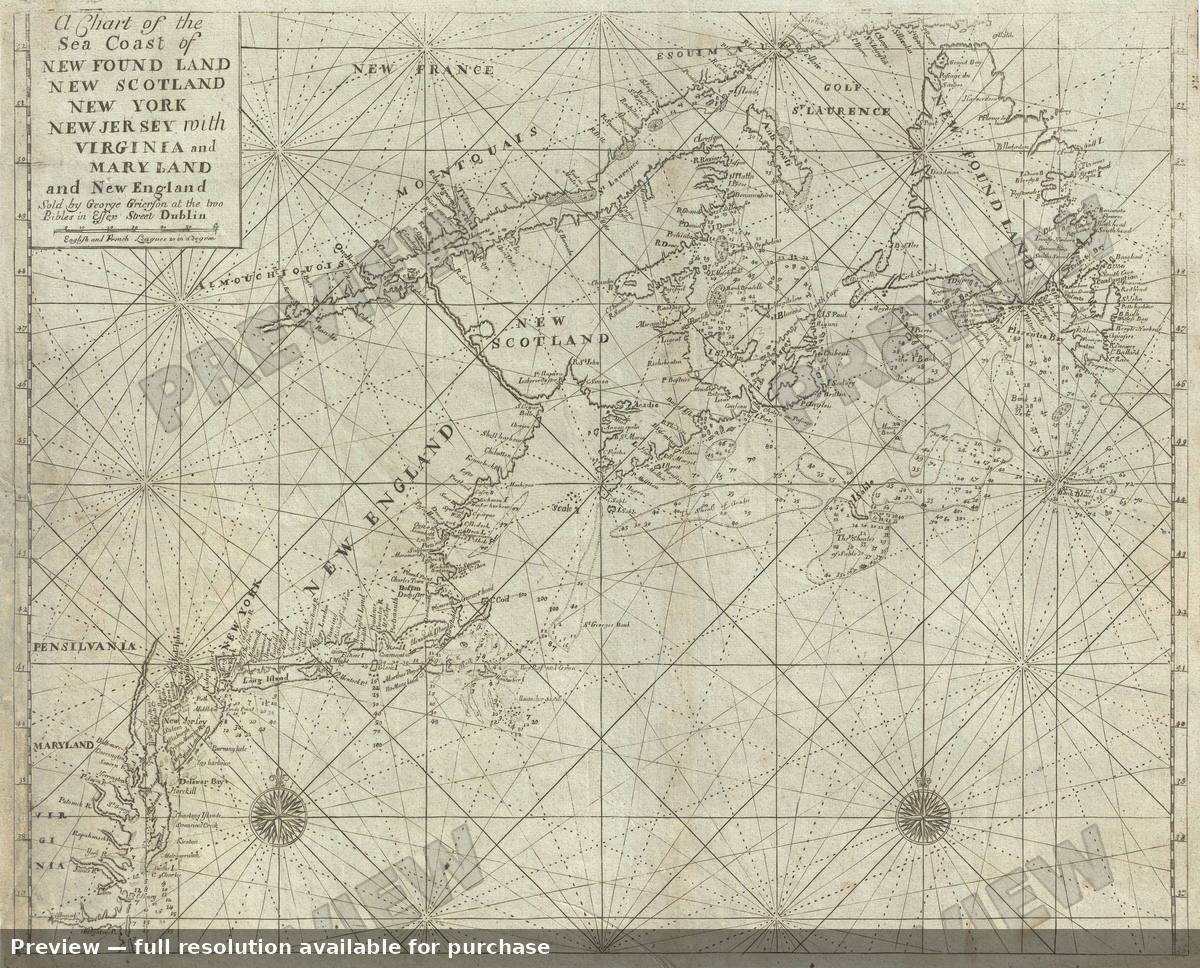 Antique map: New England, 1749, 1749