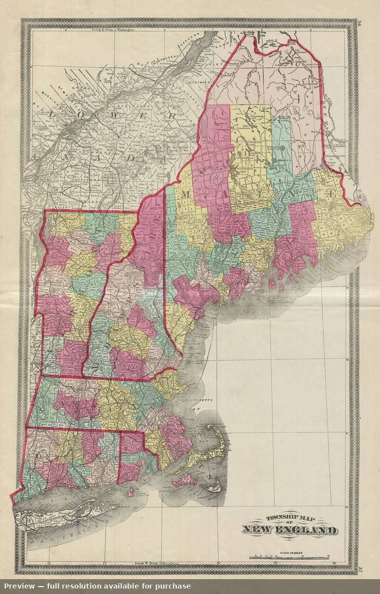 Antique map: New England, 1862, 1862