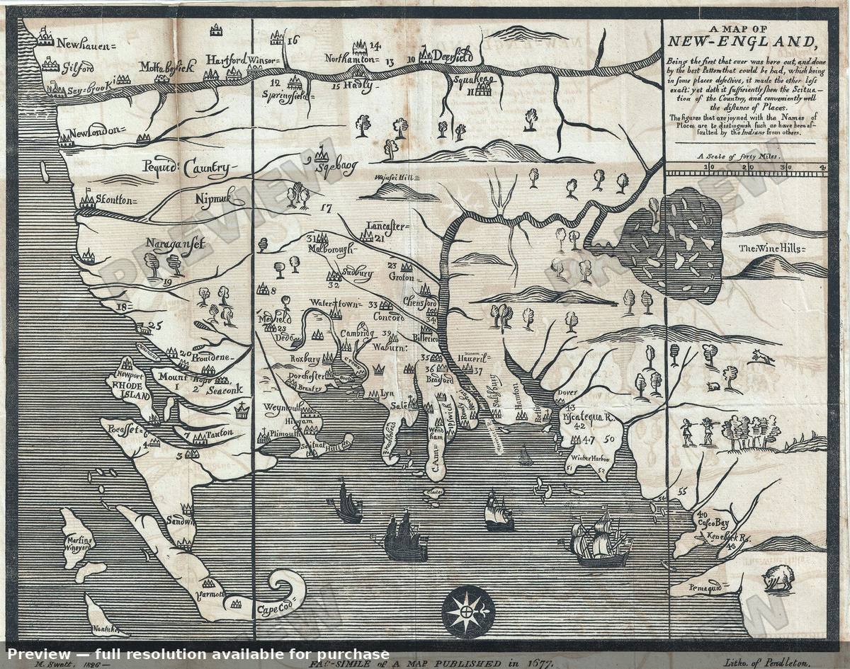 Antique map: New England, 1826, 1826
