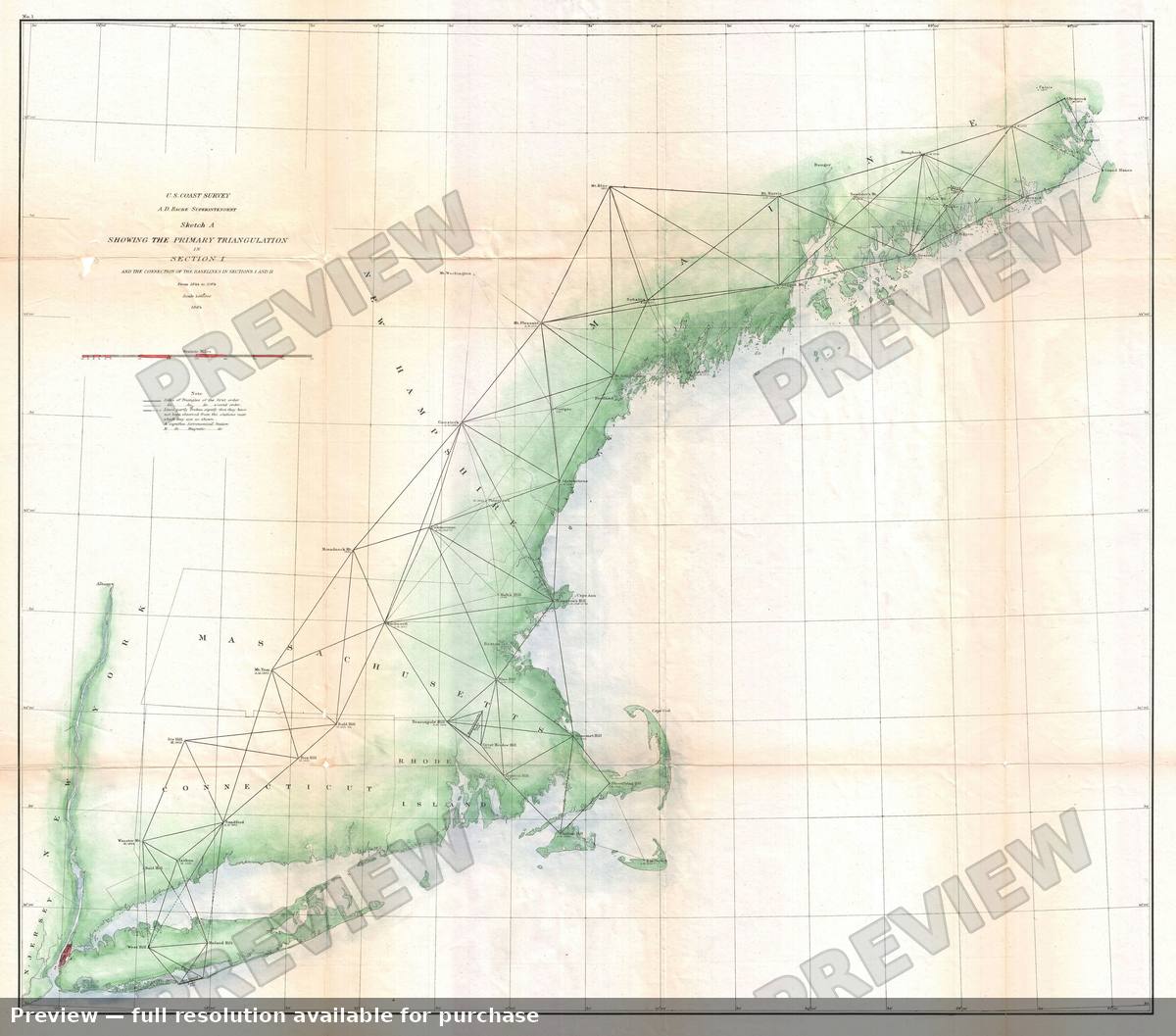Antique map: New England, 1864, 1864