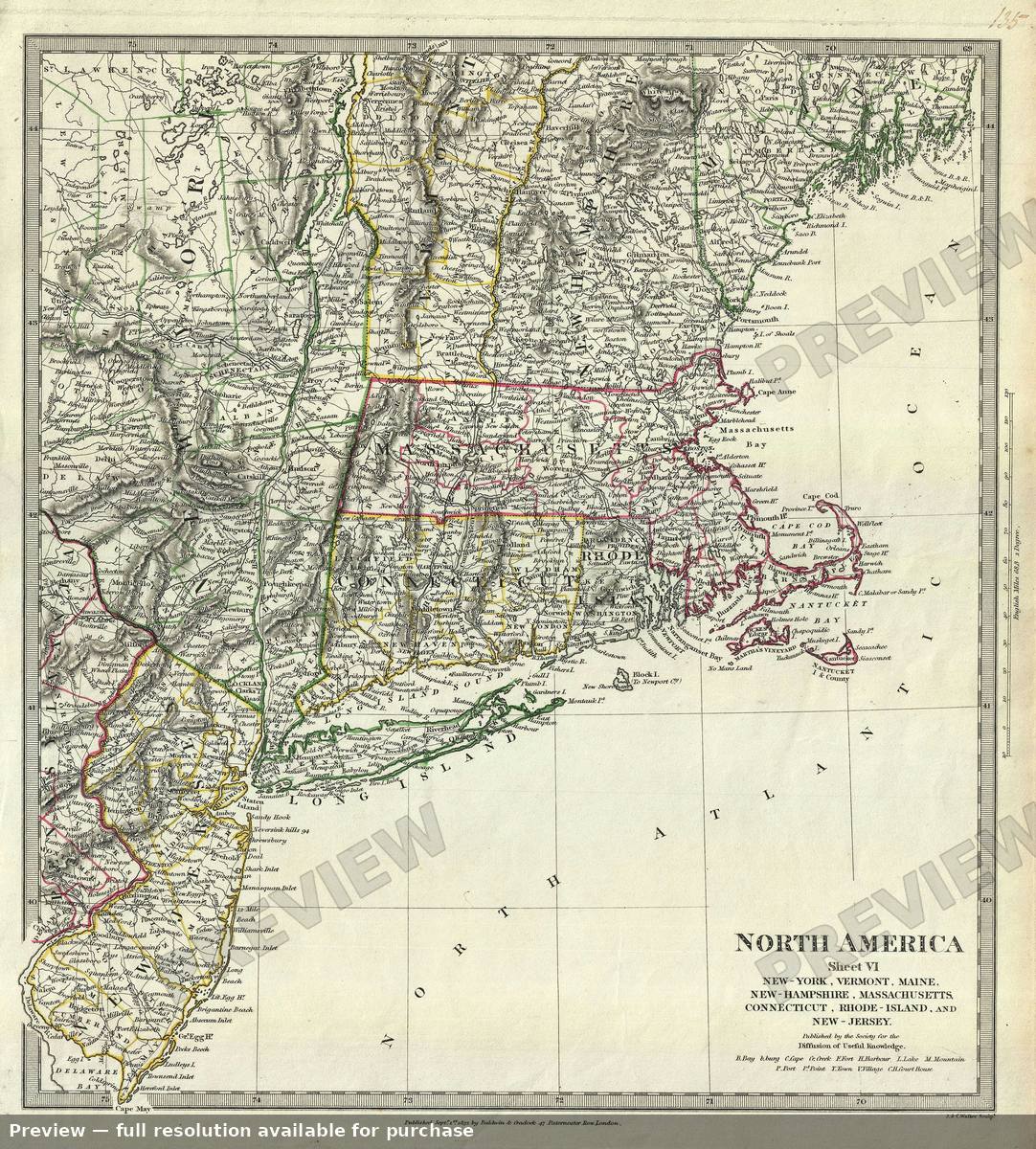 Antique map: New England NY, 1832