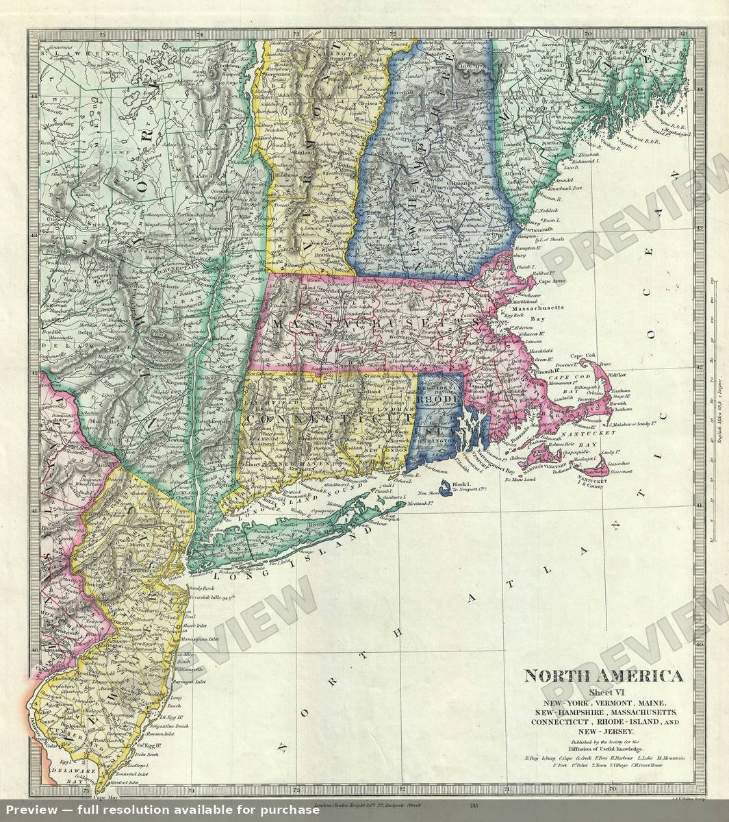 Antique map: New England NY, 1848, 1848