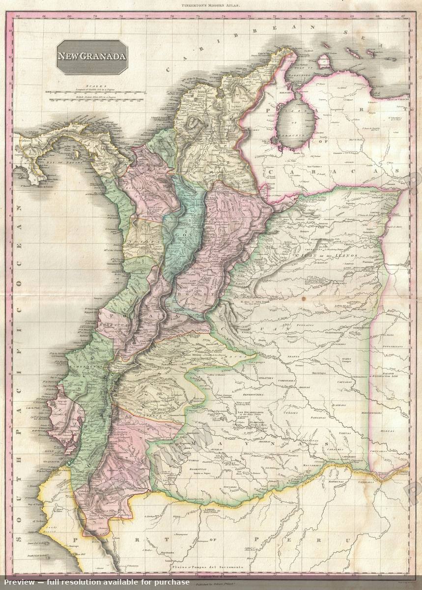 Antique map: New Granada, 1818, 1818