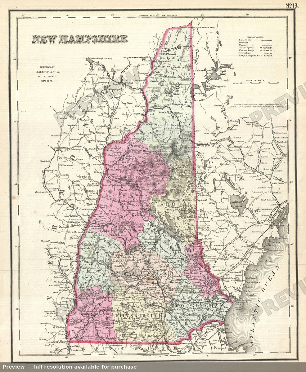Antique map: New Hampshire, 1857, 1857
