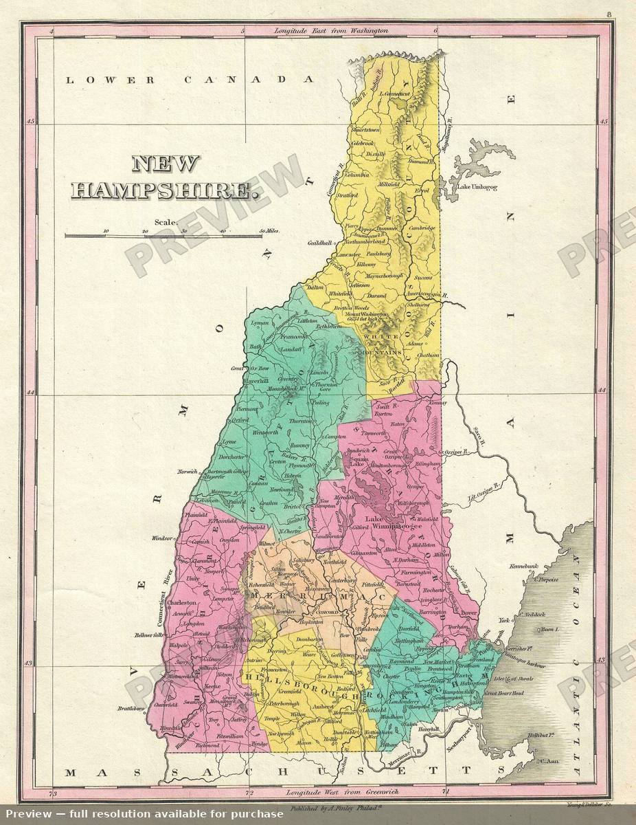 Antique map: New Hampshire, 1828