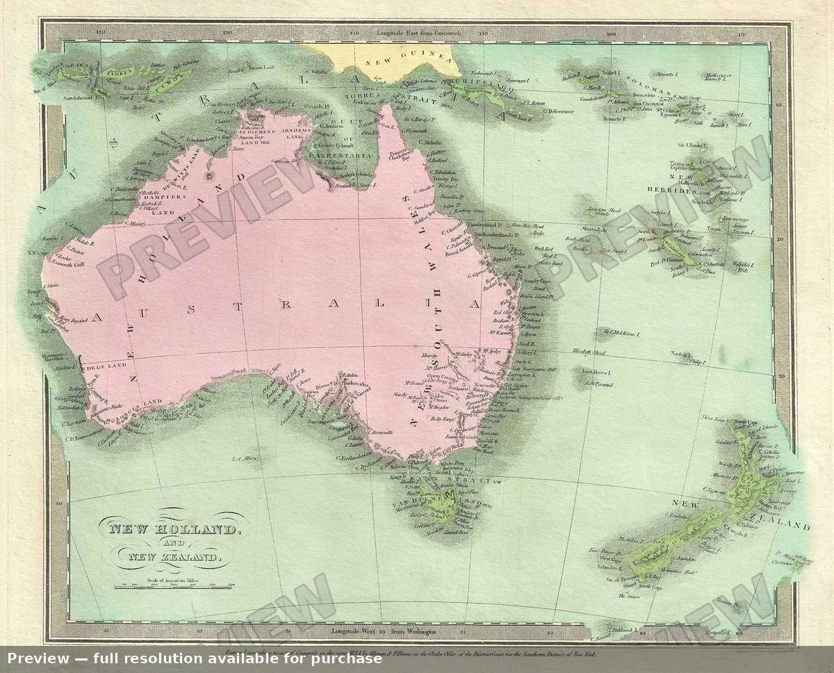 Antique map: New Holland, 1835