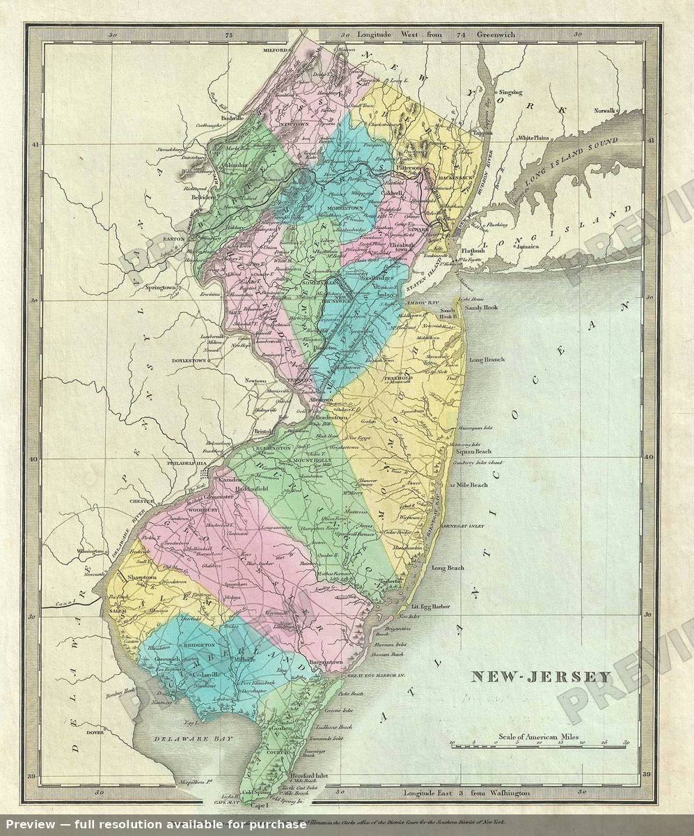 Antique map: New Jersey, 1835