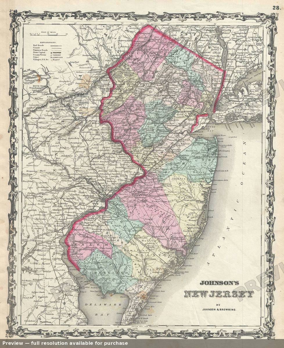 Antique map: New Jersey, 1861, 1861