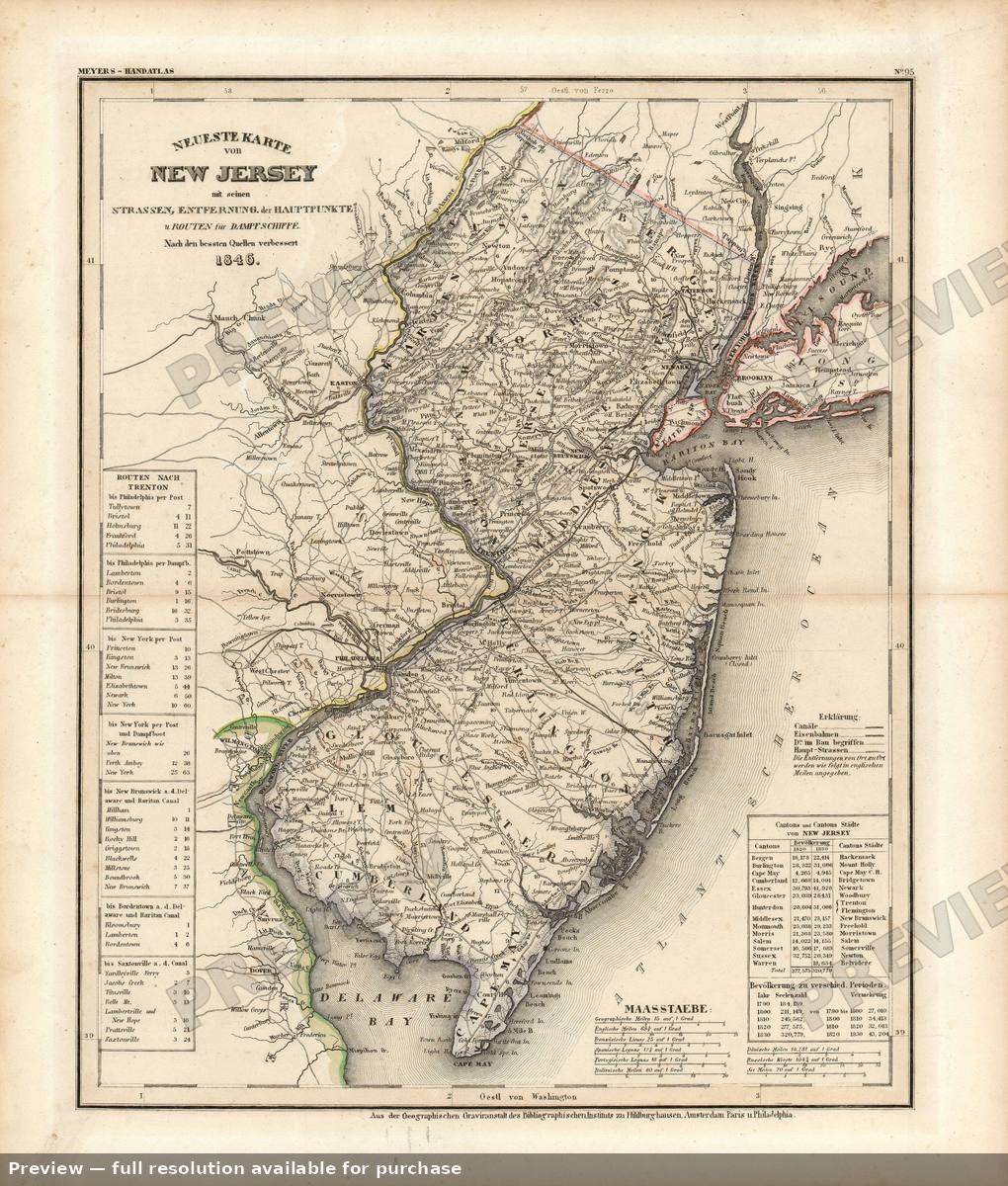 Antique map: New Jersey, 1846