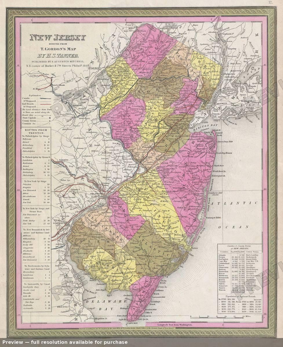 Antique map: New Jersey, 1854, 1854