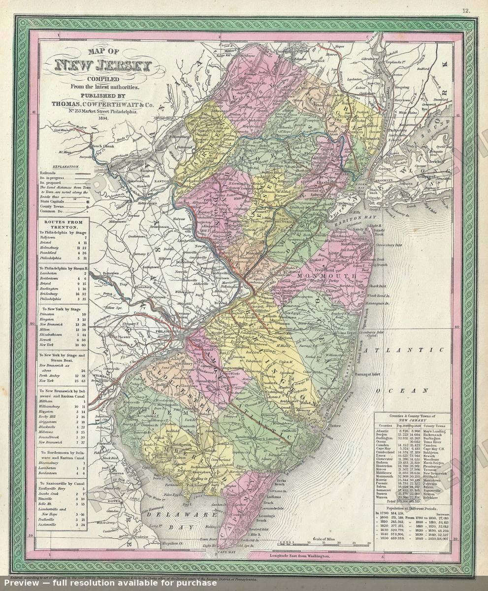 Antique map: New Jersey 2, 1854, 1854