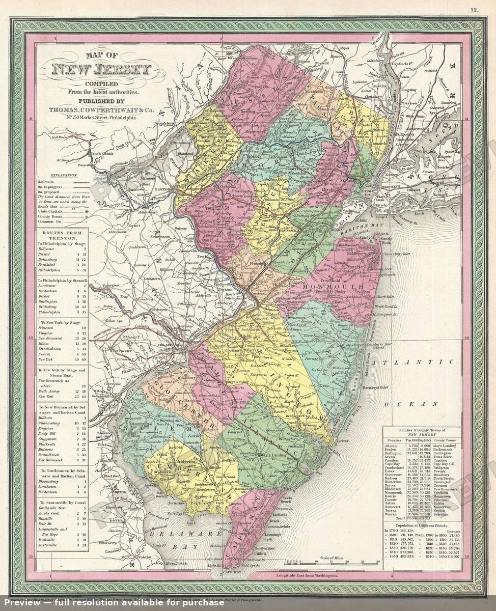 Antique map: New Jersey 3, 1854, 1854