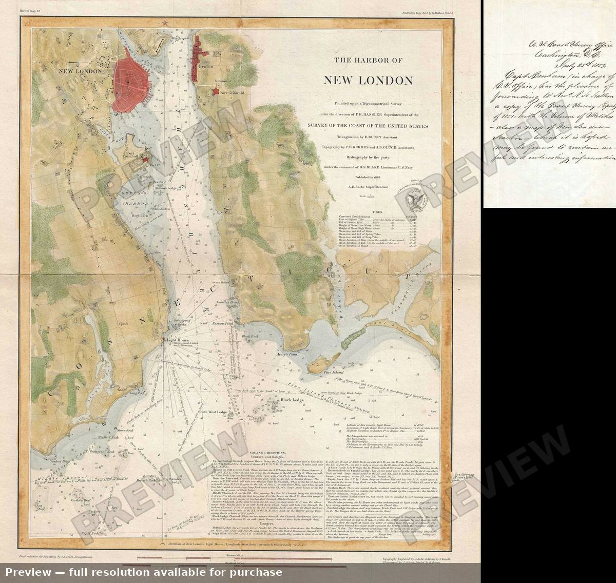 Antique map: New London, 1851, 1851