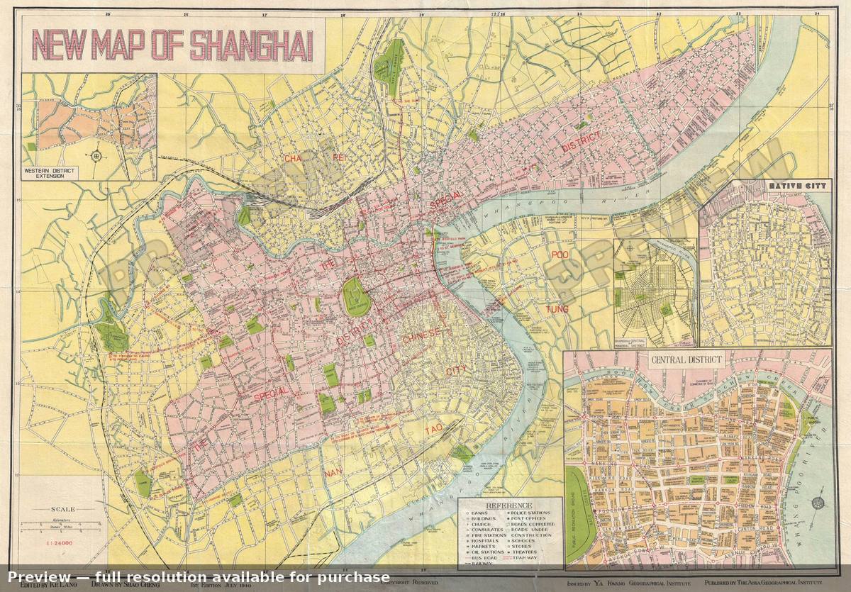 Antique map: New Map Shanghai, 1940, 1940