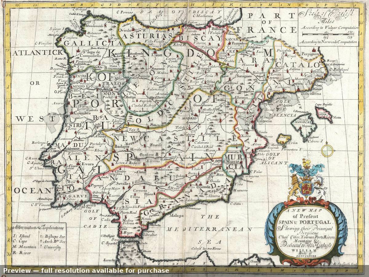 Antique map: New Map Spain, 1700