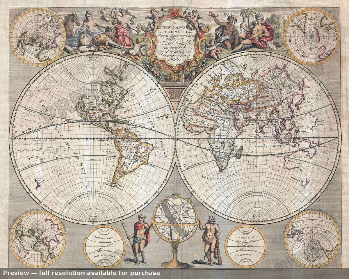 Antique map: New Mapofthe World, 1721