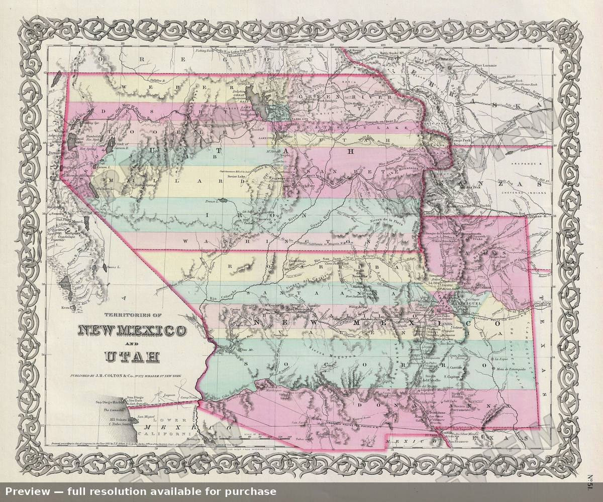 Antique map: New Mexico Utah, 1856, 1856