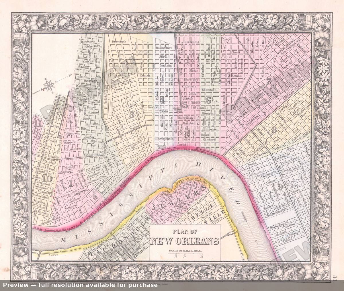 Antique map: New Orleans, 1864, 1864