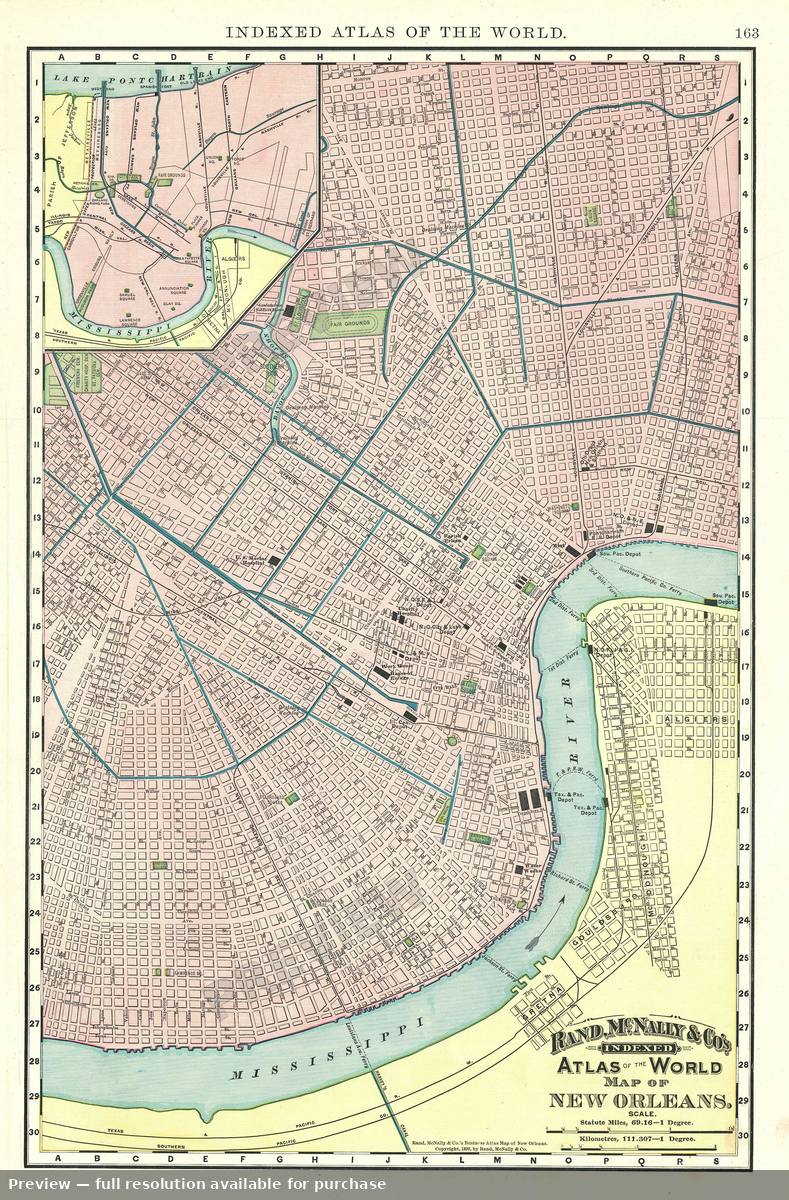Antique map: New Orleans, 1893