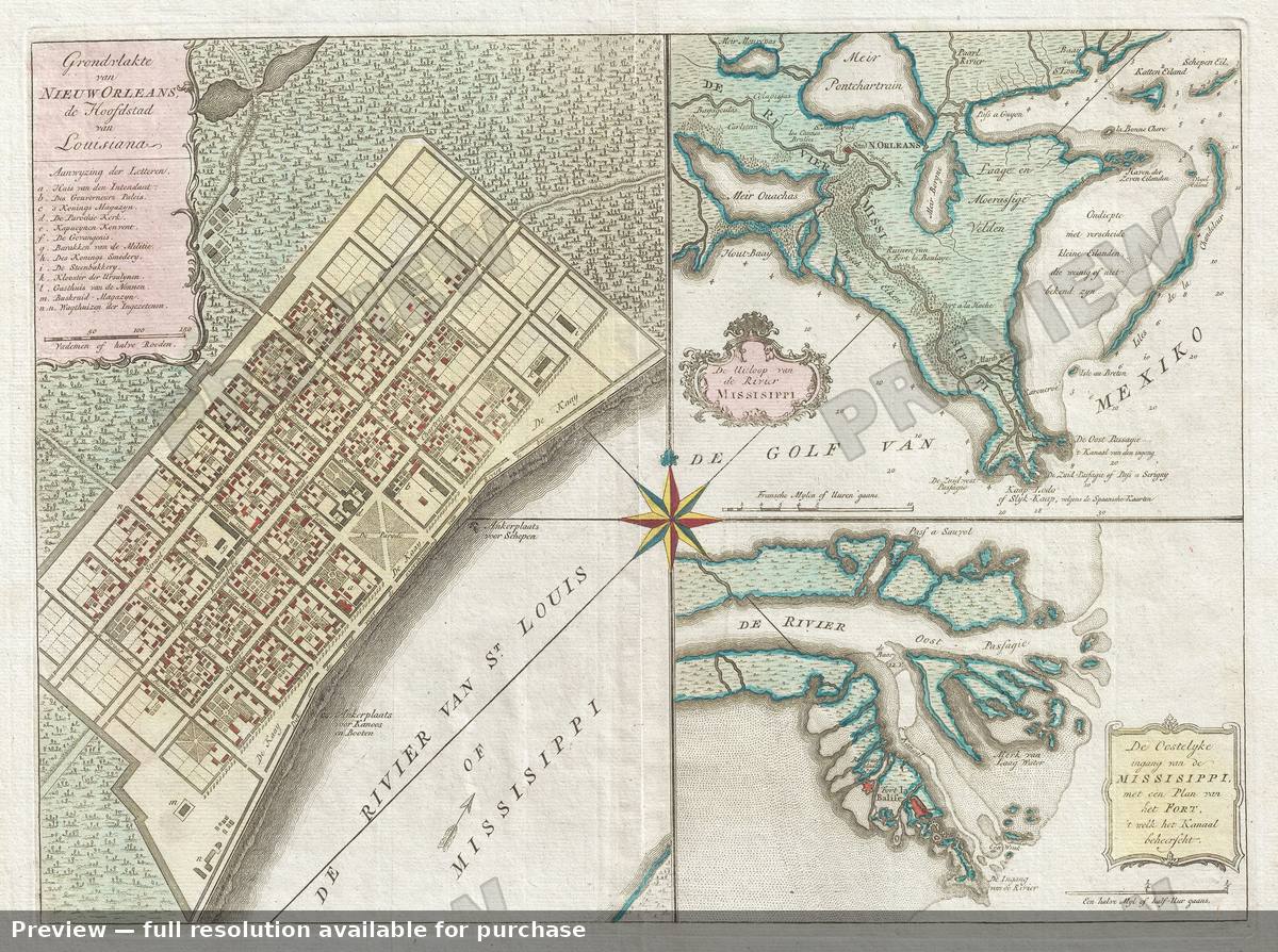 Antique map: New Orleans, 1769, 1769