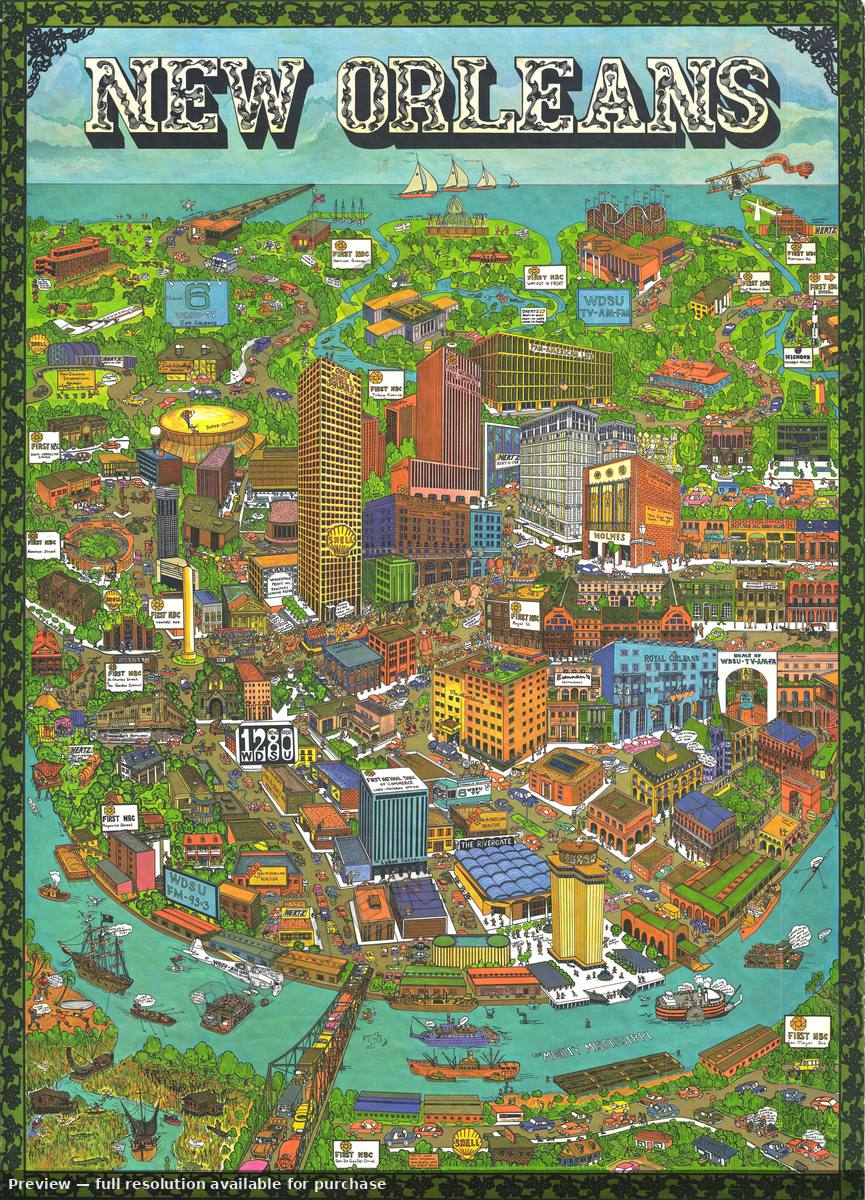Antique map: New Orleans, 1972